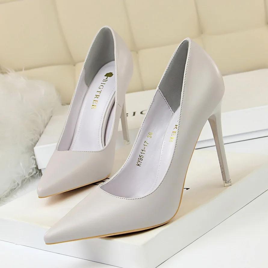 

Shoes Elegant Women Pumps Novelty Pointed Toe PU 10CM Thin Heels Mature Office Career Women s Shoes Yellow 34