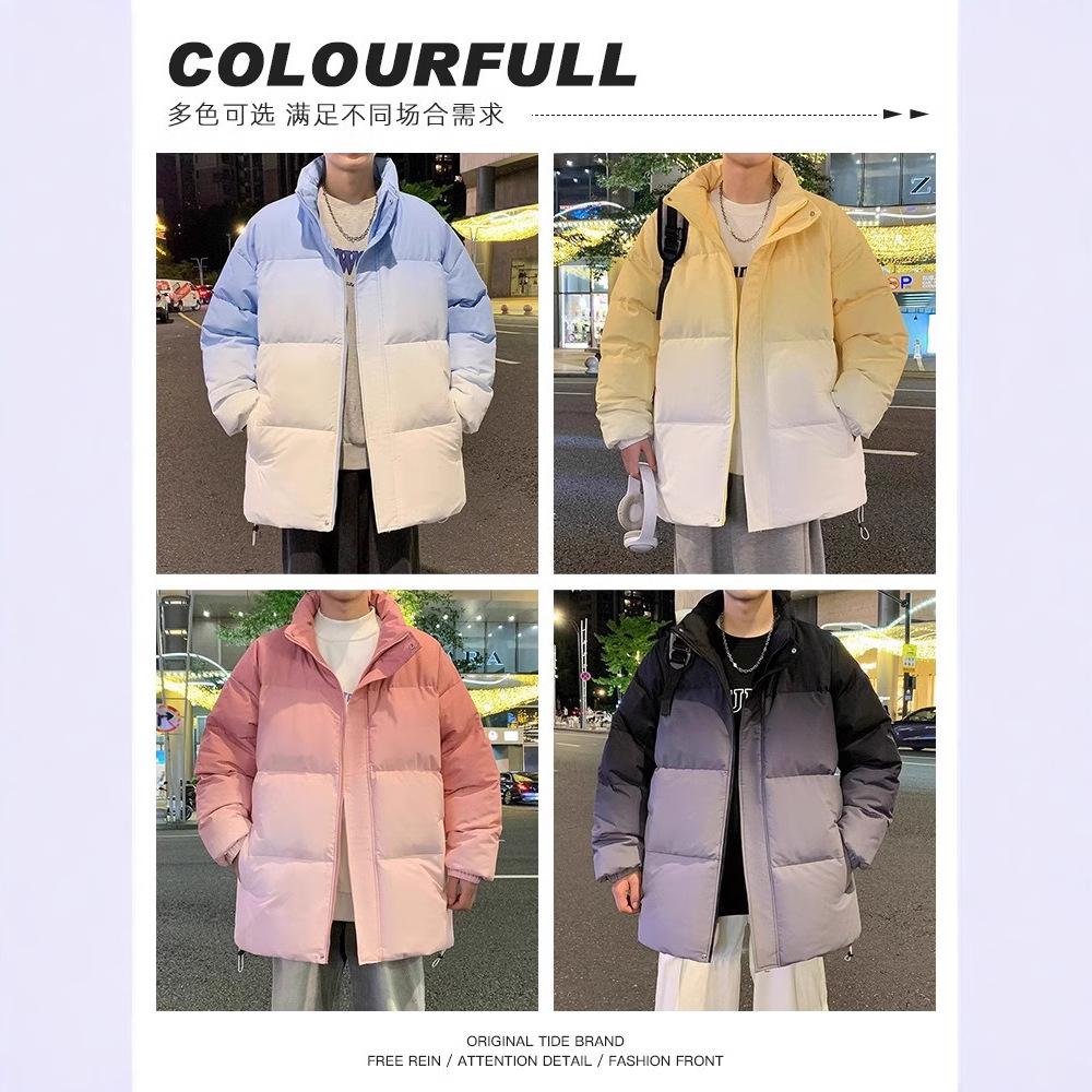 American Gradient Stand-up Collar Cotton Jacket Men's Winter 2025 New Thickened Warm and Cold-proof Padded Jacket Cotton Jacket