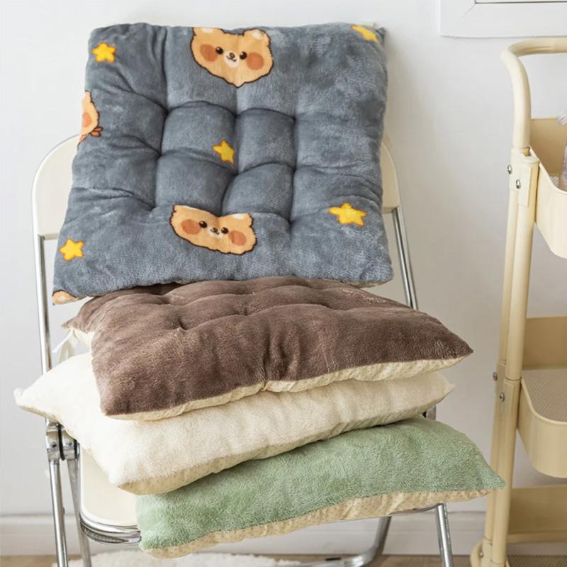1PC Plush Thickened Chair Pad 40x40cm Square Non-slip Seat Cushion for Home&Office Butt Pad Back Cushion
