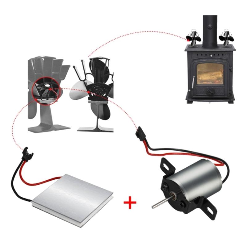 Fire Place Fan Accessories Motor Power Generation Sheet Heat Powered Stove Fan High Efficiency Low Noise Replacement