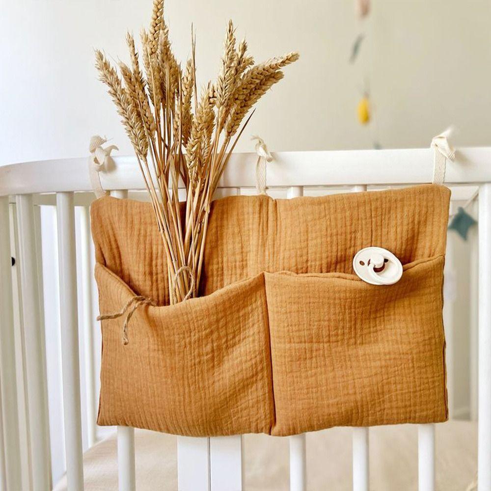 2 Pockets Crib Hanging Bag Multifunction Diaper Storage Bedside Organization Bag Infant Products Convenient Cot Bed Organizer