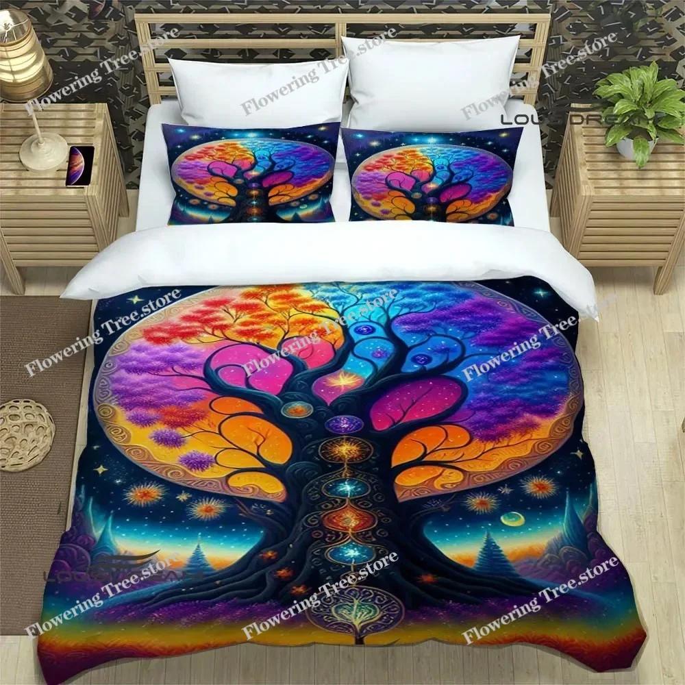 Tree of Life Printed Bedding Sets Exquisite Bed Supplies Set Duvet Cover Bed Comforter Set Bedding Set Luxury Birthday Gift029