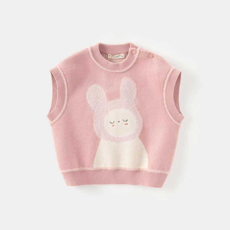 David Bella Children s Sweater Vest Boys  New Knit Vest Girls  Stylish Sleeveless Top Spring Children s Clothing Pink [Ready in Stock] 90