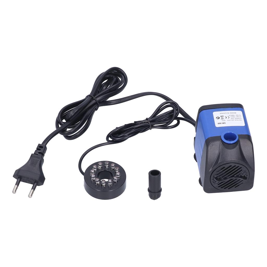 3-i-1 nedsenkbar fontenepumpe, vannpumpe til fisketank med 7 stk.Farget LED-lys