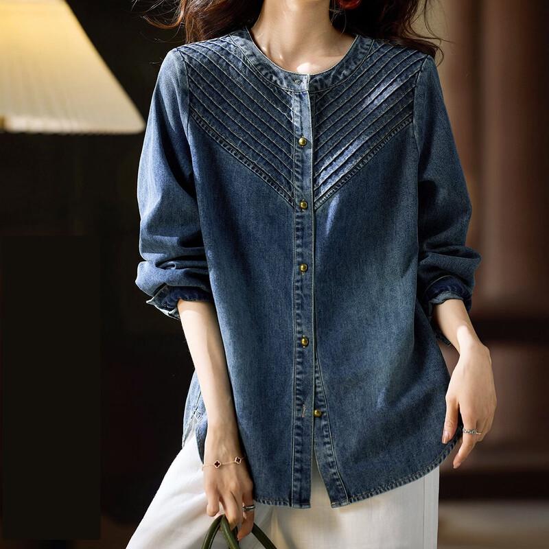 Trendy Women's Denim-Style Shirt Jacket