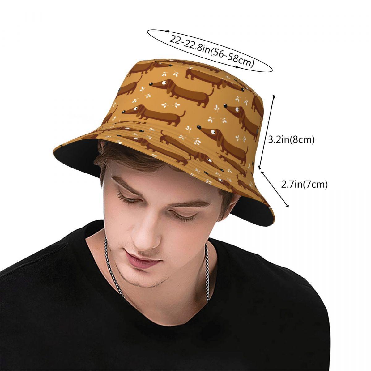 Chapeau Seau Motif Chien Saucisse - Casquette De Pêcheur Unisexe - Protection UV, Pliable, Pour Outdoor