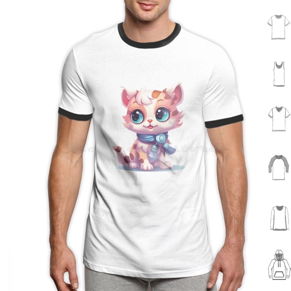 Kawaii Lovely Cat T Shirt Big Size 100 Cotton Cute Cat Illustration Cartoony Cat Design Meowing Cat Art Playful Cat Drawing