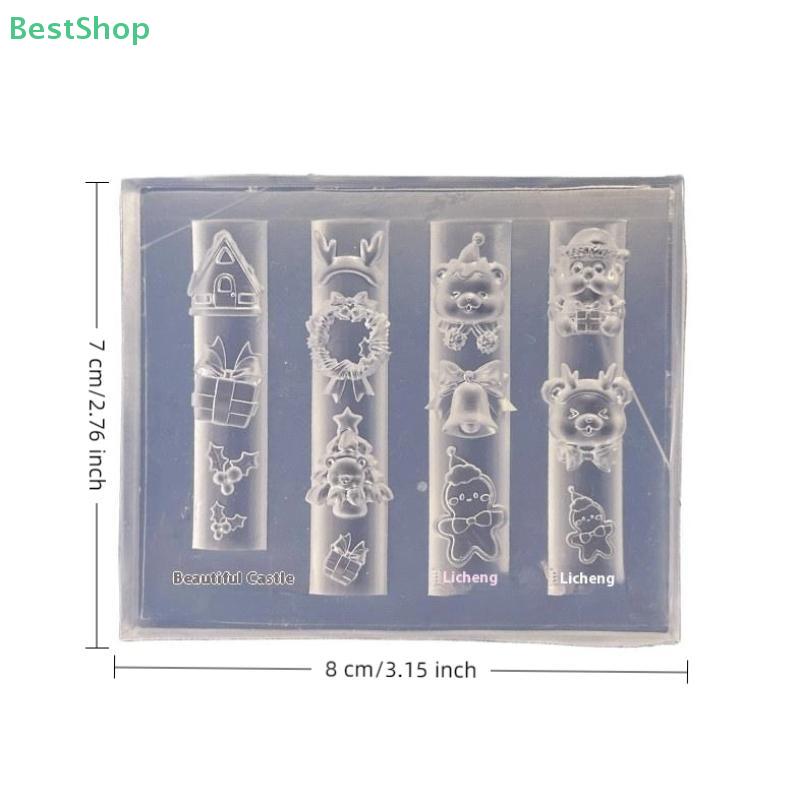 3D Relief Silicone Nail Mold Christmas Series DIY Nail Art Decor Transparent Manicure Template