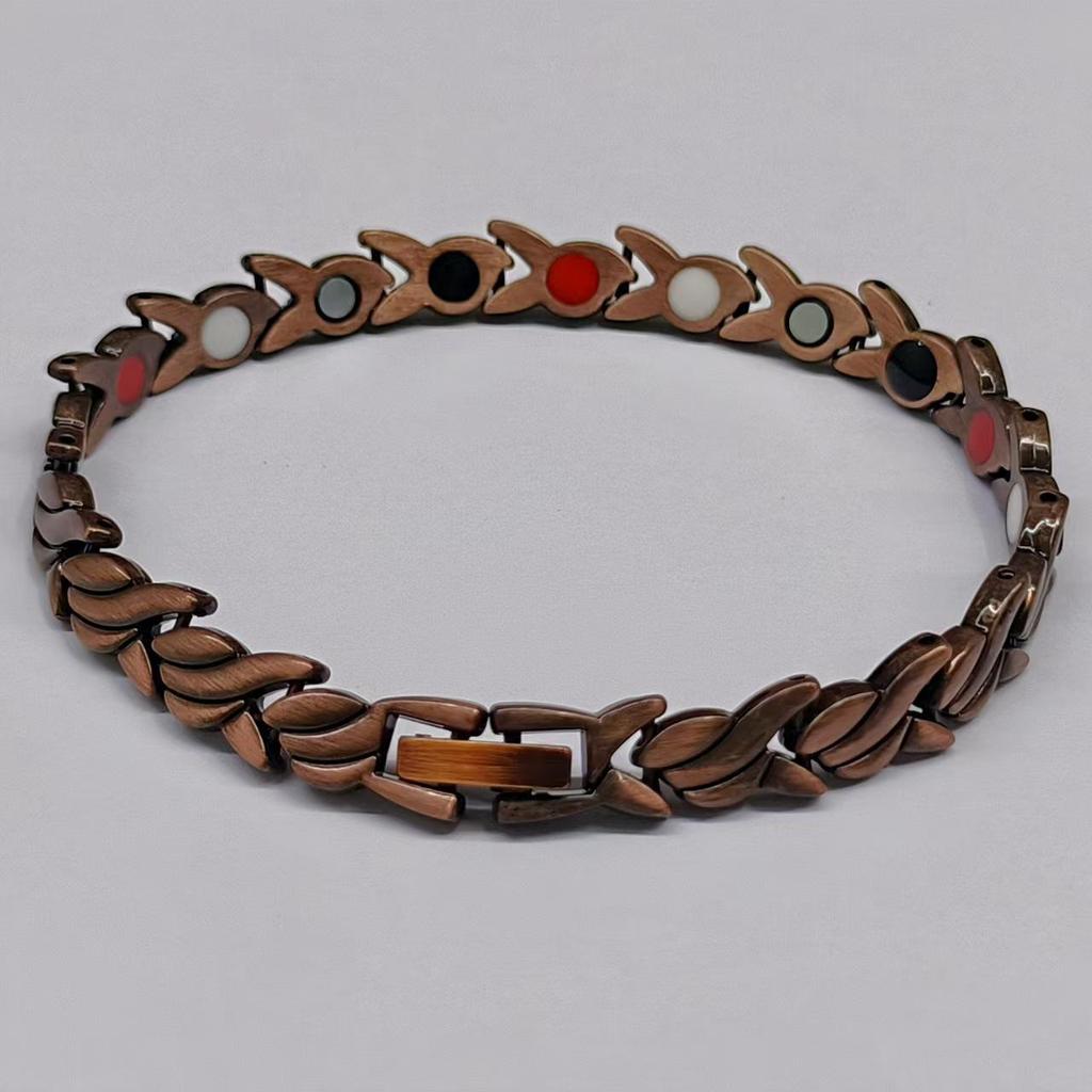 Magnetic Retro Women's Bracelet with Infrared Germanium and Negative Ion Stones - Energy-Enhancing, Color-Preserving Bangle.