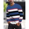 Modisches Lässiges Rundhals Langarm T-Shirt Weich Bequem Vintage Vielseitig Locker Kreativ Retro Streifen 3D Gedrucktes Herren T-Shirt
