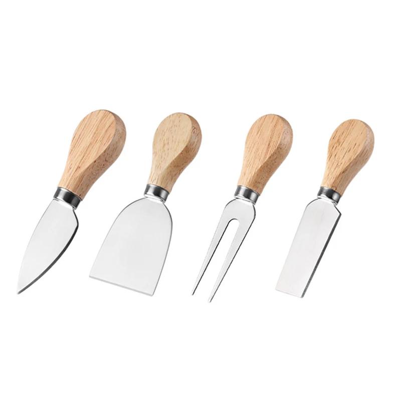 4pcs/set Wood Handle Sets Bard Set Oak Bamboo Cheese Cutter Knife Slicer Cheedse Cutter Useful Cooking Tools Kit Kitchen