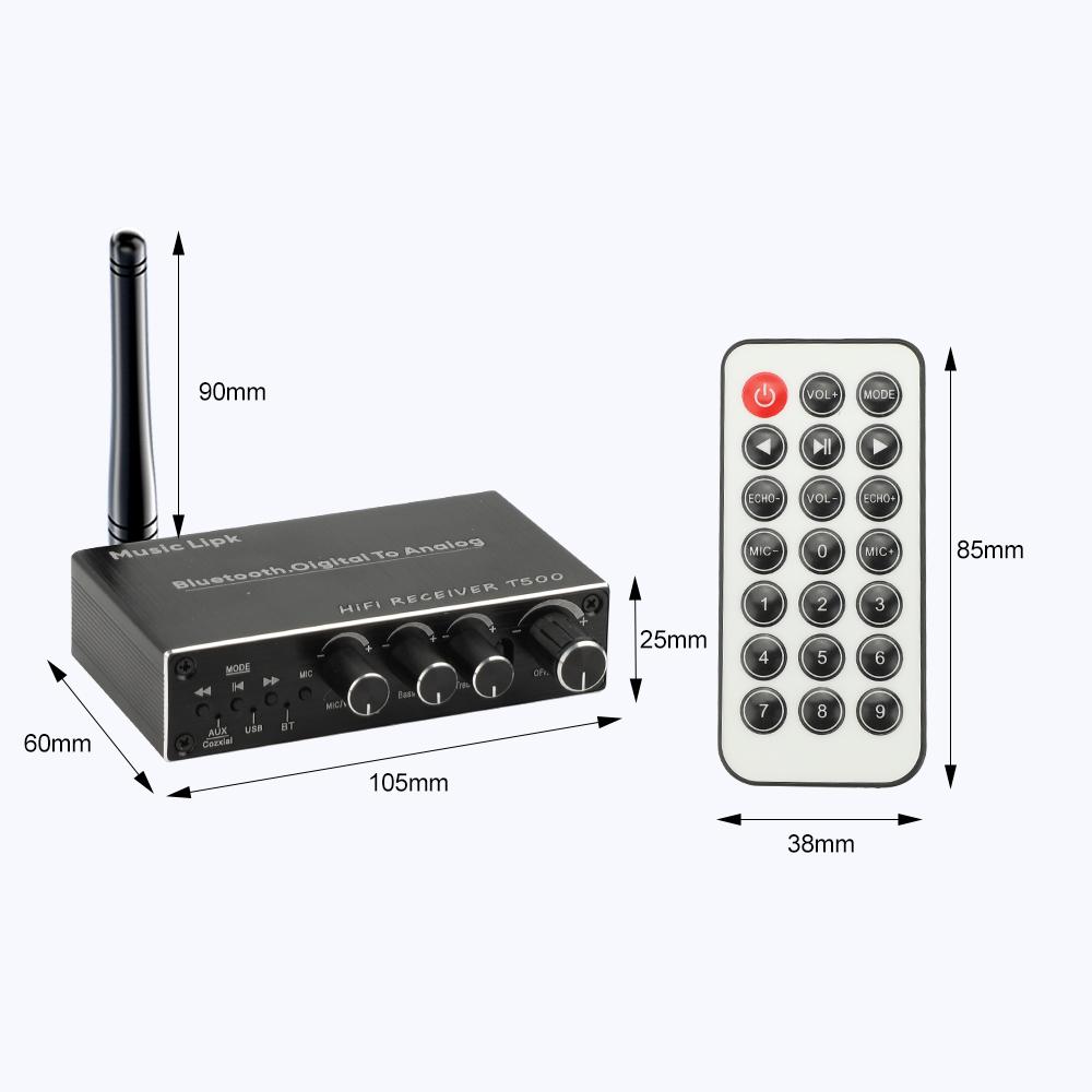 T500 DAC Bluetooth 5.4 Audio Receiver Digital To Analog Converter 3.5mm AUX RCA Coaxial USB U-Disk Karaoke Stereo Wireless Adapter