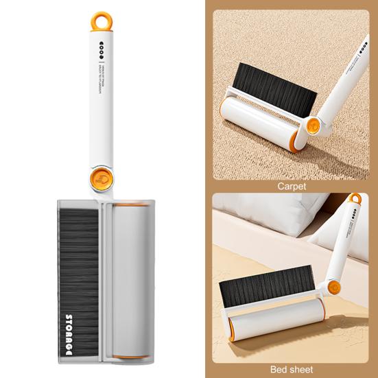 Lint Brush Soft-Bristled Cleaning Brush with Tear-Off Adhesive Roller Ergonomic Handle Clothing Bedding Pets Lint Cleaner