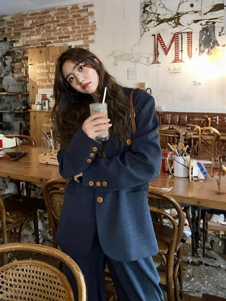 2026 Spring & Autumn Old Money Style Two-Piece Set: Fashion Suit Jacket with Wide-Leg Pants