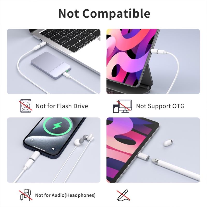 Phone  to USB C Adapter Lighting Aluminum Charger Adapter Fast Charging & Data Transfer Easy to Carry for Phone  16