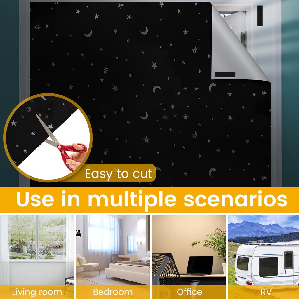 100% Blocking Curtain Self-adhesive Privacy Protection Opaque Window Sticker DIY Thermal Insulated Black Window Covering NEW