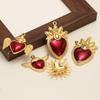 3Pcs Stainless Steel Classical Enamel Red Heart Wing Crown Charms DIY Women Jewelry Necklace Pendants Findings Earrings Making