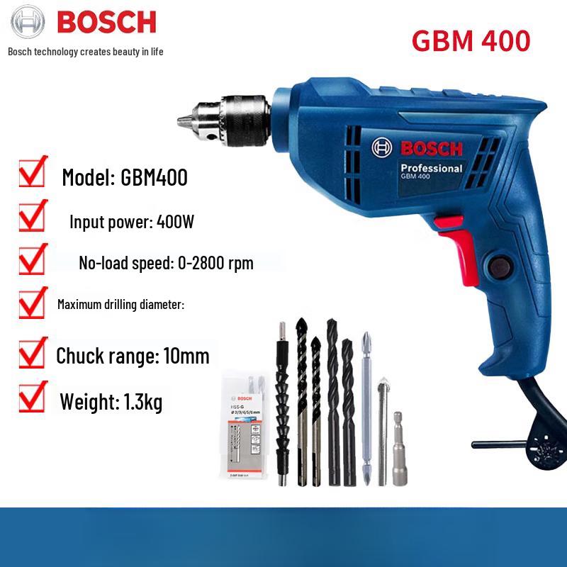 Bosch GBM400 Electric Drill with Forward/Reverse & Variable Speed CN plug (adapter included)