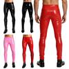 Heren Glanzende Lakleren Broek met Rits aan de Voorkant Hoge Taille Natte Look Leggings voor Ravefeest Club Podiumoptreden