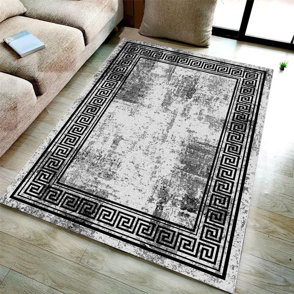 ePeddler Home Modern Framed Wall Pattern Digital Print Washable Non-Slip Dot Base New Generation Living Room, Bedroom, Entrance Hall Rug and Runner