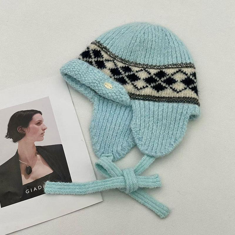 Fair Island Hat Women's Winter Thickened Warm Ear Protection Shows a Small Face Wool Hat Cold-proof Knitted Bag Head Lei Feng Hat Tide