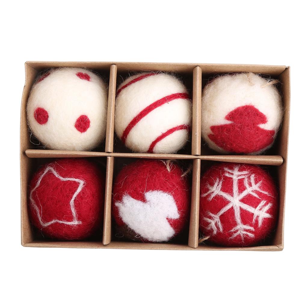 6pcs Felt Christmas Ball Pendant Christmas Tree Decor Supplies Household for Wedding Birthday Party Background Decor