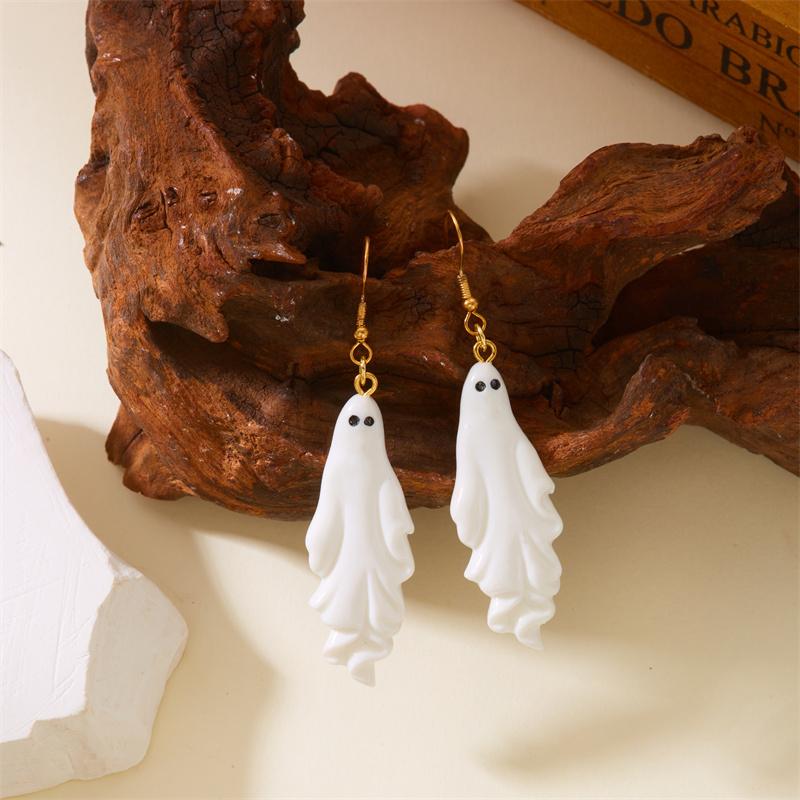 

Vintage Halloween White Ghost Drop Earrings Cute Pumpkin Spider Groom Bride Skeleton Letter Rhinestone Earring Jewelry Gift
