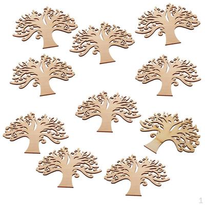 10 Pieces Unpainted Blank Tree Embellishments for Crafts