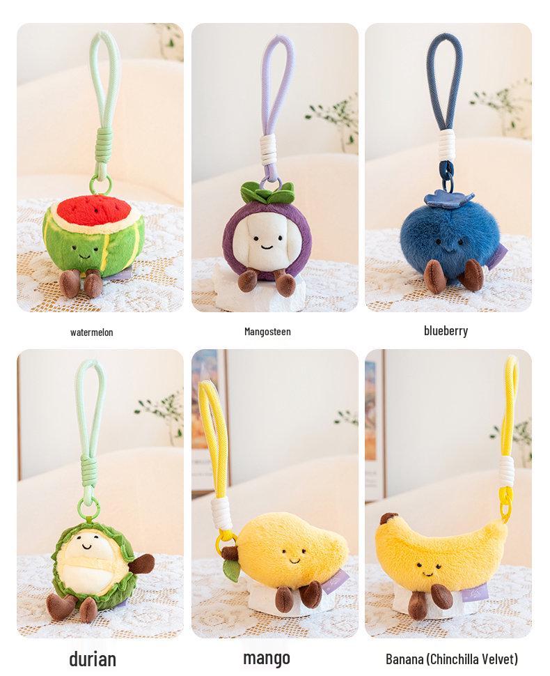 Fruit Plush Toys: Strawberry, Mangosteen, Watermelon, Pear - Tossable Figurines & Wedding Gift Dolls
