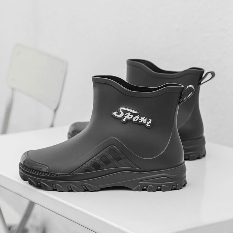 Fashion short rain shoes men's non-slip, anti-wear, velvet and warm