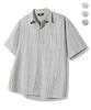 TRILLION Linen Stripe Semi-Crop Half Shirt_3Color