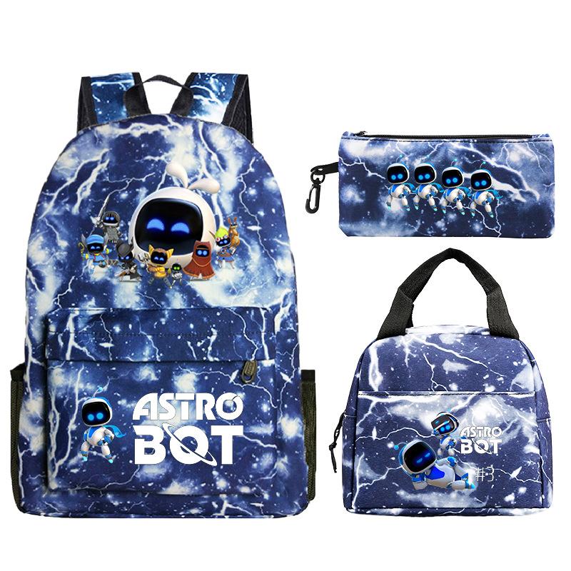 Game Astro bot peripheral printing fashion primary and secondary school students schoolbag three-piece set multi-function large capacity
