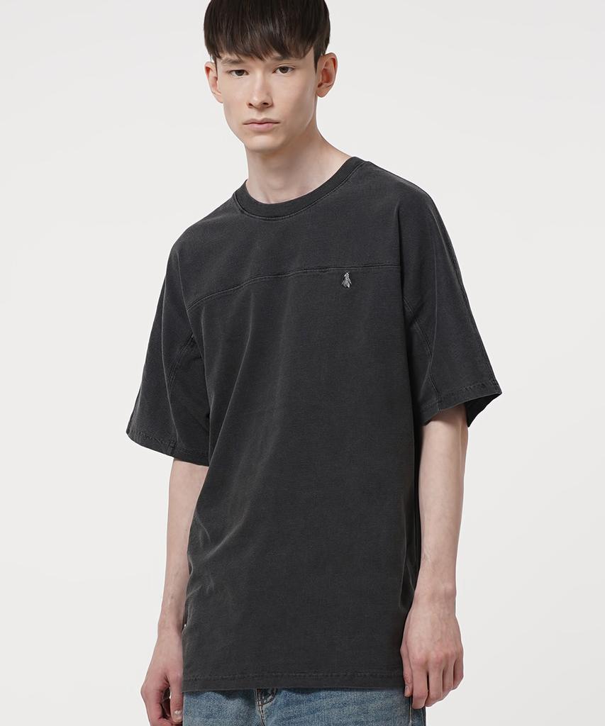 GAKKAI UNIONS Pigment Cutout Short Sleeve T-Shirt Charcoal