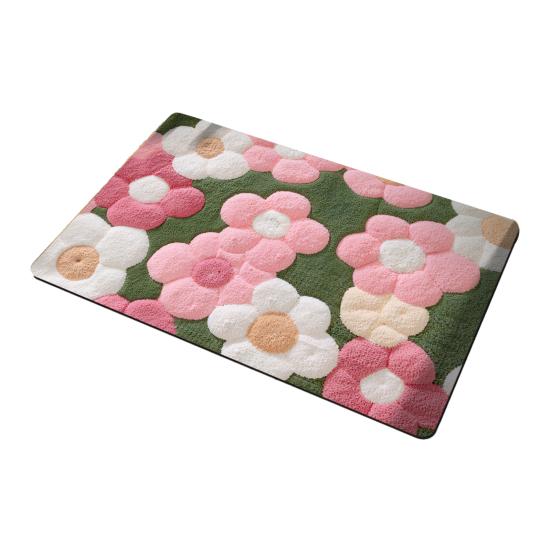 Bodenmatte Schnelltrocknend Lebendige Farbe Blumendesign Rutschfeste Rückseite Teppich Badezimmer Wohnzimmer Fußmatte Heimdekor