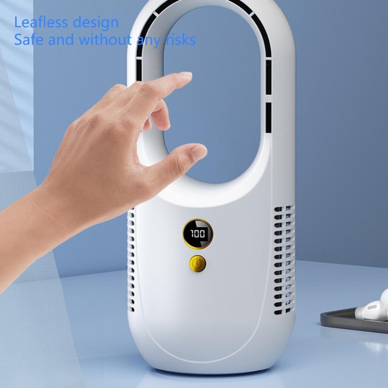 Bladeless Tower Fan USB Outdoor Fan Large Battery Rechargeable Fan Cooling Fan ABS Texture for Travel and Camping