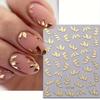 1 Sheet Metallic Leaf Design Nail Art Stickers Golden Pattern Spring Petal Nail Art Decals For Nail Art Decoration