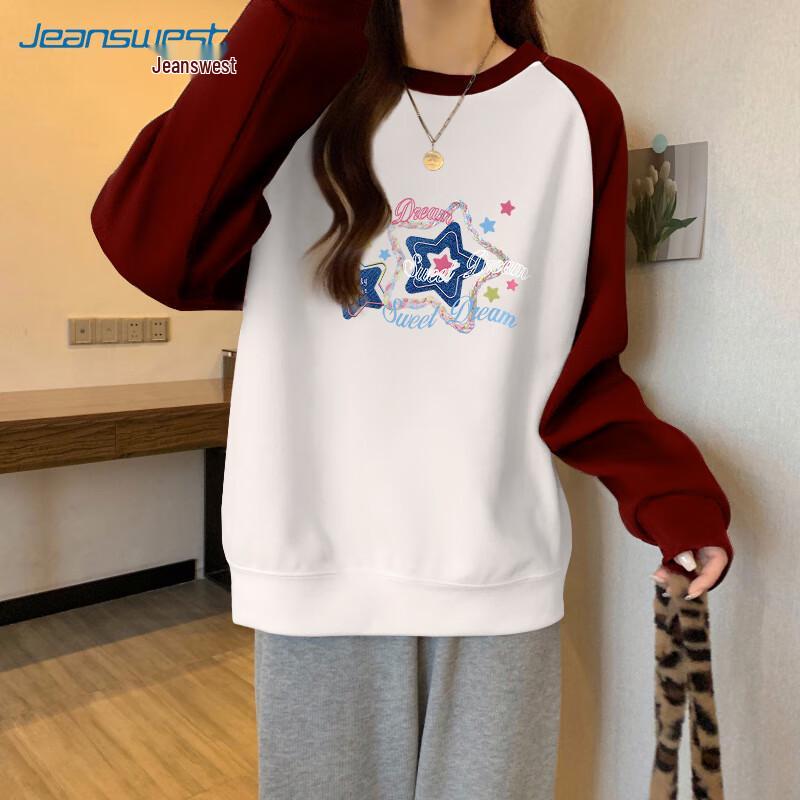 

JEANSWEST Women s Vintage Color Block Raglan Sweatshirt XL