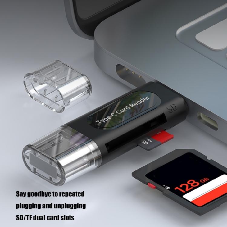 Multiple Device Card Reader USB2.0 Type C Port Supports SDTF Cards Up To 128GB Instants Recognition For Office Travel Use