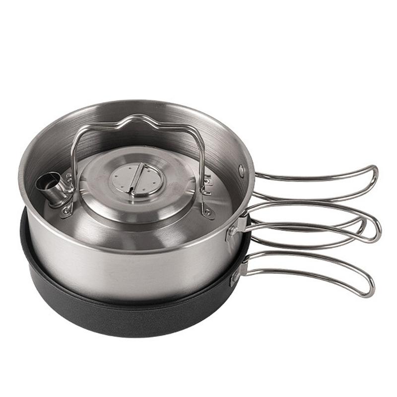 Kettle Ultra-light Stainless Steel Camping Cookware Utensils With Storage Bag Outdoor Tableware with Lightweight Handle