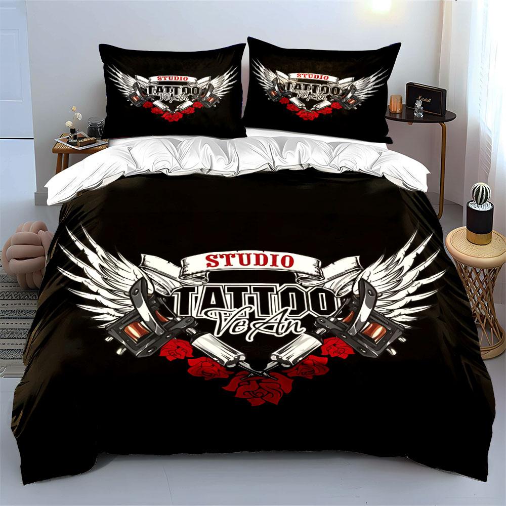 Tattoo Studio Decor Set Multiple Sizes Kid'S And Adults' Bedroom Exquisite 3Pc Bedding Set, Gift