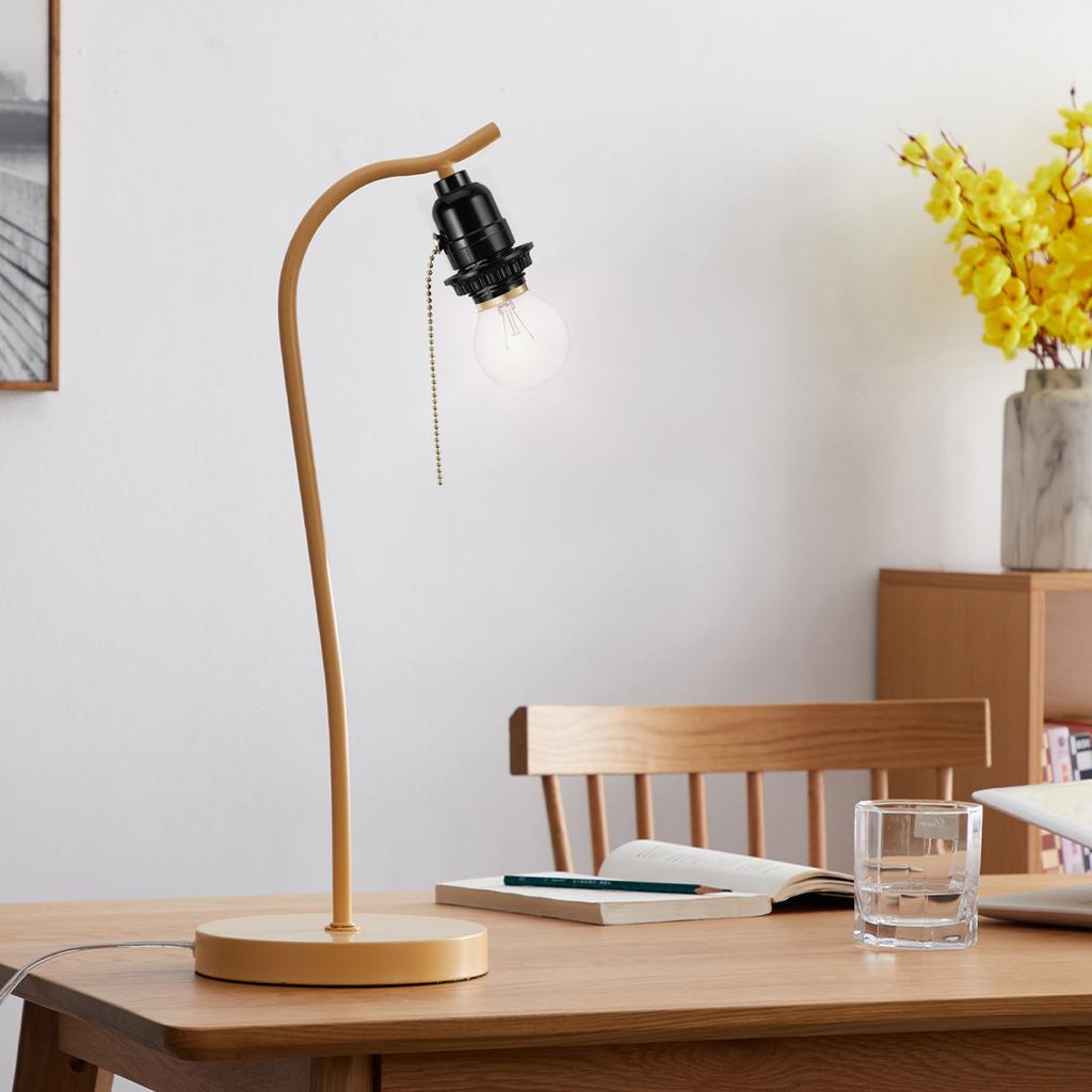 E27 Screw Lamp Base with Pull Chain Holder for Light Bulb Pendant Socket Fixture Black Metal Ring Thread Adapter Reliable Use