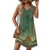 Damenmode Bedrucktes Sommer Ärmelloses V-Ausschnitt Tanktop Tasche Lässiges Lockeres Kleid