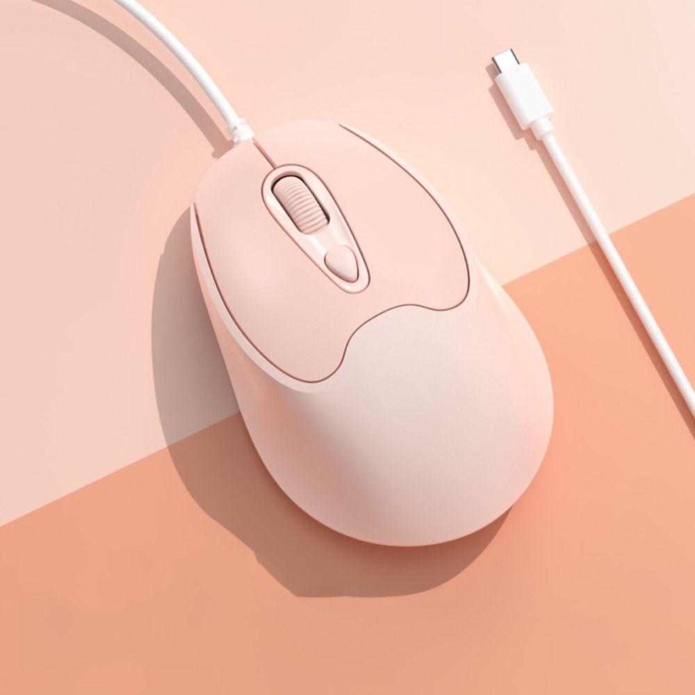 USB Wired Mute Mouse Type C USB Cable Ergonomic Mice Type C Wired Mouse Desktop Notebook