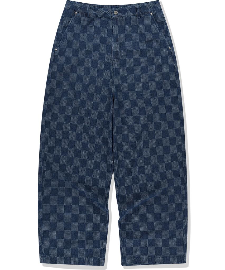 Pantaloni di Jeans Baggy Fit a Scacchi NOT4NERD - Blu Scuro