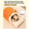 Soft Semi Enclosed Cat Bed with Cat Ears Removable Pet Sleeping Bed Washable Warm Windproof Cat Nest Cat Dog
