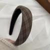 Retro French Wide Skull Top Sponge Headband for Women - Milk Coffee Color Hair Accessory