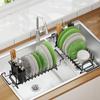 Extendable Bottom Tray Counter Dish Drying Rack Space-Saving Kitchen Tableware Organizer  Spoon