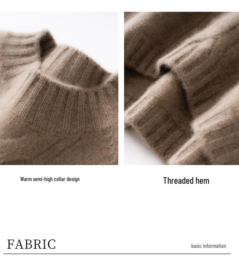 High Neck Cashmere Women's Cable Knit Pullover Sweater - Autumn/Winter Style