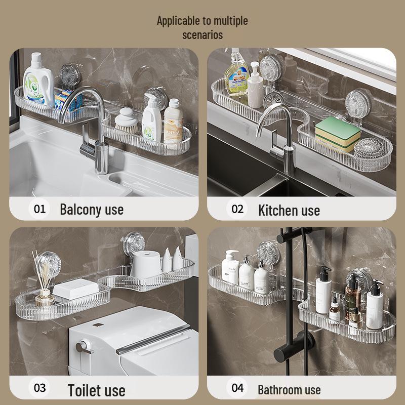 Wall-Mounted Bathroom Organizer with Suction Cup