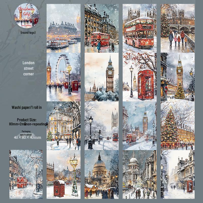 Beautiful Day Christmas City Series: Large Background & 6 Washi Tape Types